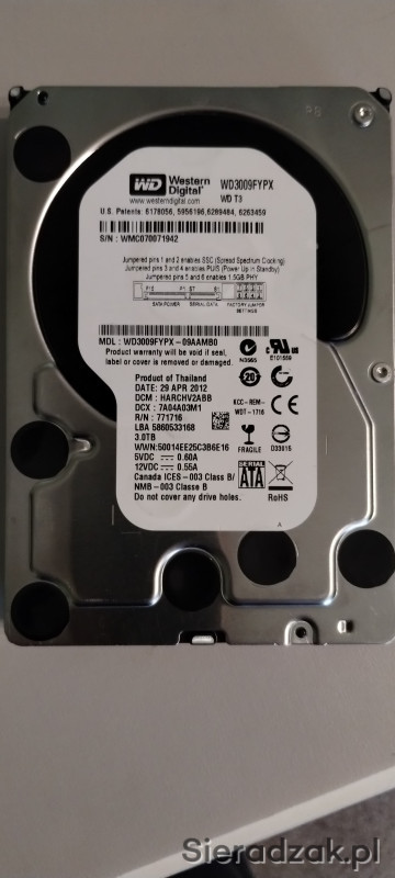 Dysk 3TB 3,5cala SATA - Sieradzak.pl