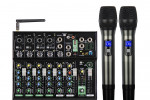 Mikser + 2-Mikrofony bezprzewodowe 4XLR BT USB