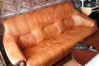 Skórzany komplet wypoczynkowy z funkcją spania