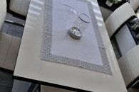 6 krzeseł krzesełek fotel chrom biało czarne