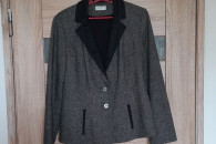 Marynarka żakiet wełna ciemnoszara klapy czarne