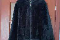 Futro futerko czarne z kapturem M kurtka zimowa