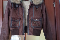 Kożuszek kurtka bamberka skóra L 40 zimowa