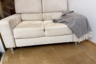 Sofa i fotel ze skóry zamsz rozkładana