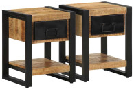 vidaXL Szafki nocne, 2 szt., surowe drewno