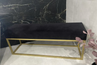 Ławka tapicerowana czarna złote nóżki