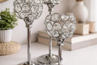 Zestaw 3 Świeczników Kryształowych Glamour